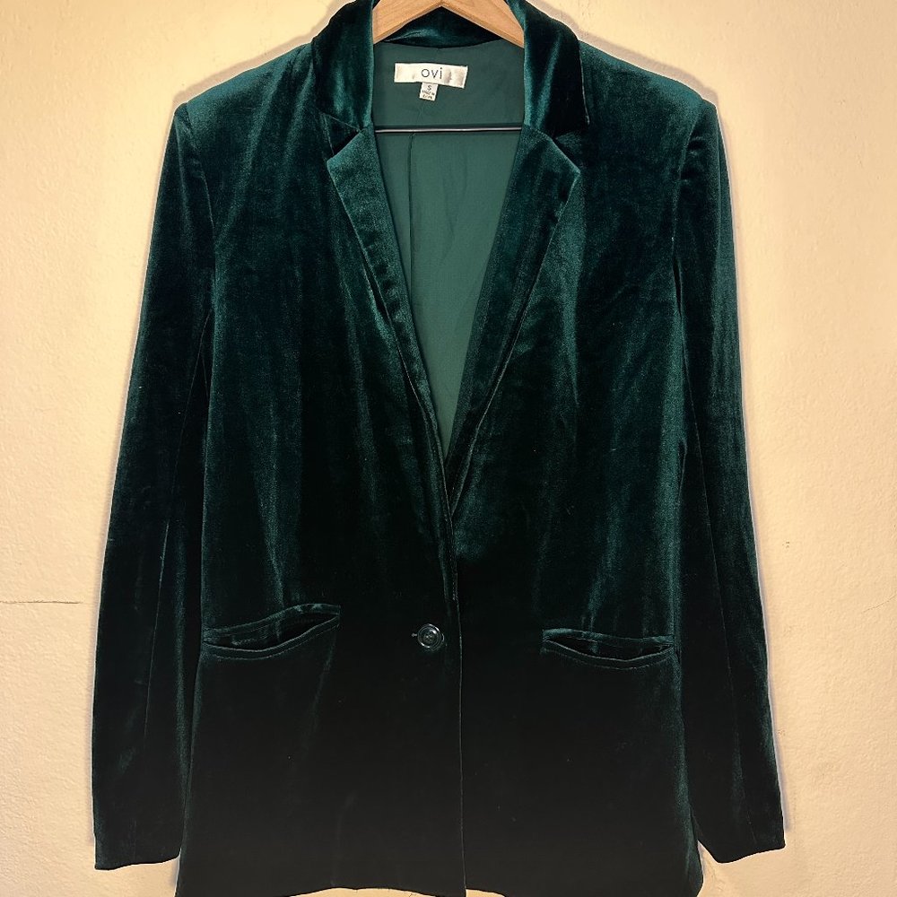 Holiday / Festive Teal Green Velvet Blazer